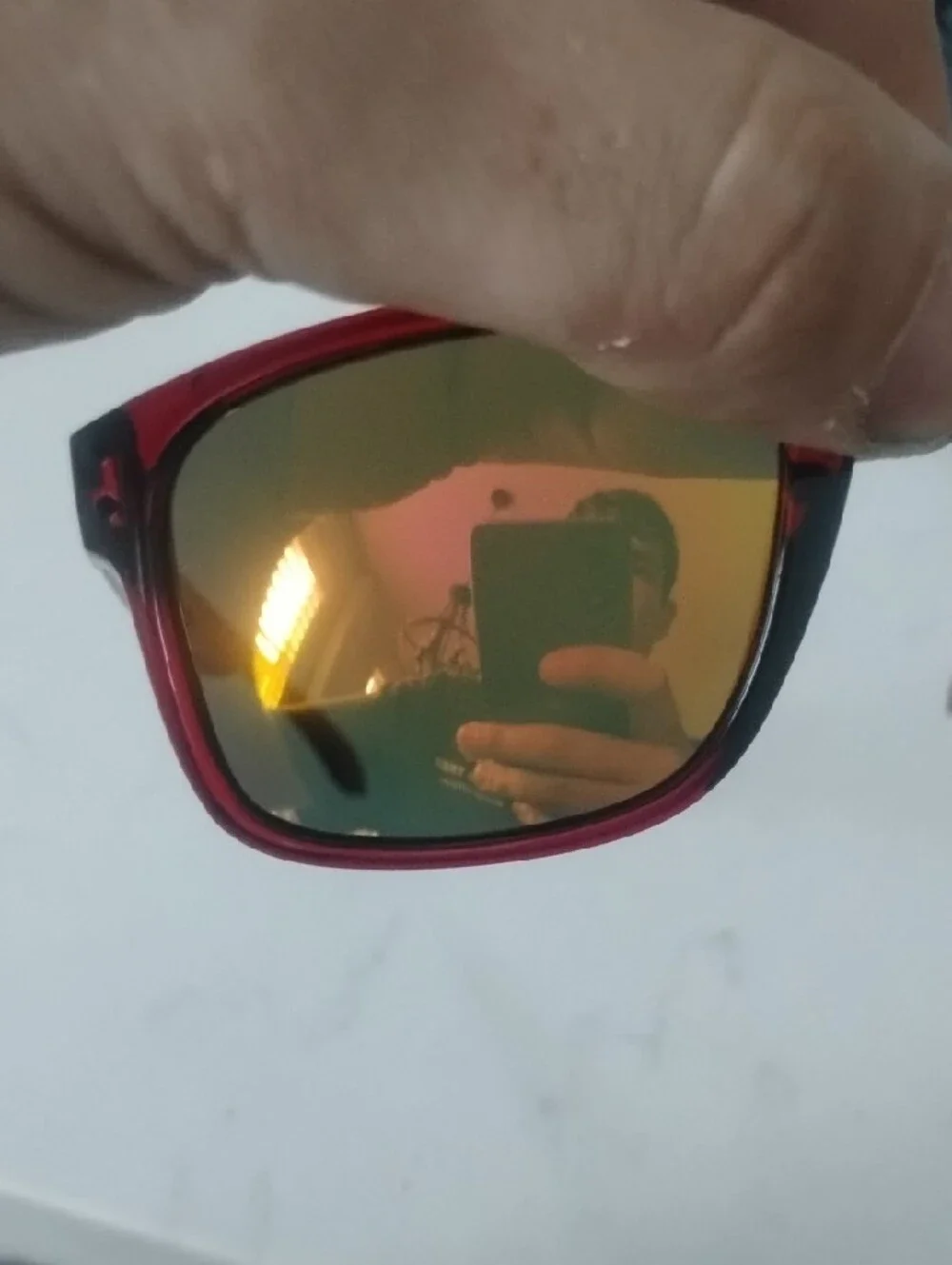 Oakley Men’s Translucent Red Holbrook Sunglasses with Green Mirrored Lenses